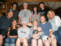 Family and friends are at the heart of Rick Wagner’s life, as this photo shows. First row, from left, Rick Wagner, daughter Laura, daughter-in-law Whitney, daughter Mary holding her son Joseph, Mary’s husband Matt Fuhs and Rick’s wife Carol. Second row, from left, Laura’s fiancée Joey Garcia, son Rick, family friend Taylor Brown and son Rob. (Submitted photo)