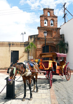 A horse and its driver wait for a fare outside Capilla de los Remedios in the historic district of Santo Domingo, Dominican Republic. The Spanish chapel, constructed between 1541 and 1554, has a Gothic interior with a “barrel vault” ceiling. It is still in active use as a Catholic church. (Submitted photo by Patricia Happel Cornwell)