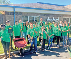 Students of Providence Cristo Rey High School in Indianapolis gather for a photo at Shepherd Community Center in Indianapolis on Sept. 1, 2023, when students and faculty of the school participated in its annual Day of Service. (Submitted photo)