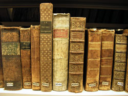 Books from the Old Cathedral archives in Vincennes, Ind.