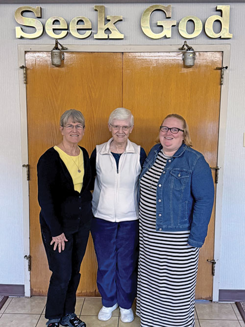 Benedictine Sisters Anne Louise Frederick, left, Carol Falkner and Heather Jean Foltz pose in Our Lady of Grace Monastery in Beech Grove. In their years of life as members of the monastic community there, they have experienced how the Benedictine vocation is a source of hope for themselves, their fellow sisters and the broader community. (Submitted photo)