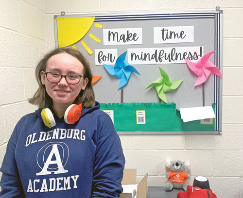 Gabi Moore has seen the difference that the Teen Mental Health First Aid program at Oldenburg Academy of the Immaculate Conception in Oldenburg has made during her high school years, a time filled with growth, challenges, close friends and struggles. (Photo by John Shaughnessy)