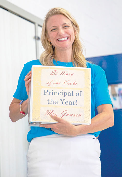 Tracy Jansen was recognized as the archdiocese’s 2024-25 “Principal of the Year” for her leadership of St. Mary-of-the-Knobs School in Floyd County. (Submitted photo)