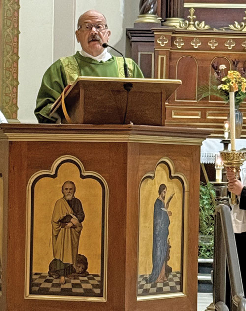 Deacon Michael Fish preaches a homily on Sept. 28 at a Mass at St. Boniface Church in Fulda.  (Submitted Photo) 