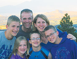 Sebastian and Angie Moster pose with their children Caleb, left, Ella, Benjamin and Adam during a trip in June to Capital Reef National Park in Utah. Members of St. Louis Parish in Batesville, the family will participate in the archdiocesan pilgrimage to the World Meeting of Families from Sept. 22-25 in Philadelphia. (Submitted photo)
