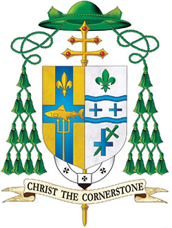 The coat-of-arms of Archbishop Charles C. Thompson of Indianapolis.