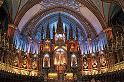 The Notre Dame Basilica in Montreal, Canada, is one of many cathedrals, basilicas and shrines where those joining Archbishop Charles C. Thompson on a pilgrimage to the eastern Canadian shrines on July 15-21, 2020, will visit and participate in celebrations of the Mass. (Submitted photo)