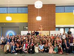 Participants at the Missionary Disciples Institute at Marian University in Indianapolis pose for a group photo. The theme for this year’s weeklong gathering was “Radiant Witness,” inspired by Pope Francis’ 2013 apostolic exhortation “The Joy of the Gospel.” (Submitted photo)