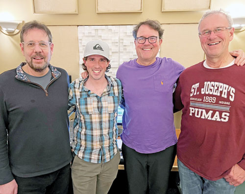 Family members Steve Perillo, left, Robbie Steiner, Tom Funk and Jim Funk combined their musical talents to create a touching tribute to an ancestor. (Submitted photo)