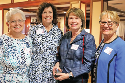 Sharon Haggenjos, left, Anne Wilmes, Cathy Kroeff and Ellen Sanders were among those who attended an April 29 Catholic Women’s Giving Circle launch event for its 2025 grant process at Ivy Tech Community College in Indianapolis. (Submitted photo)