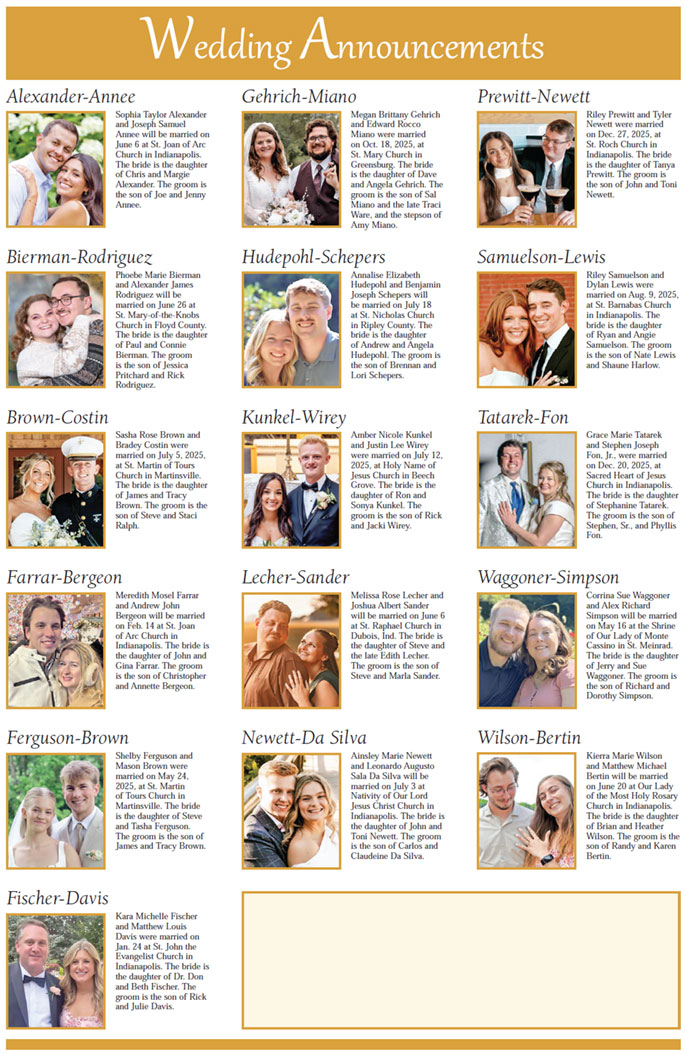 Weddings announcements for Fall 2024